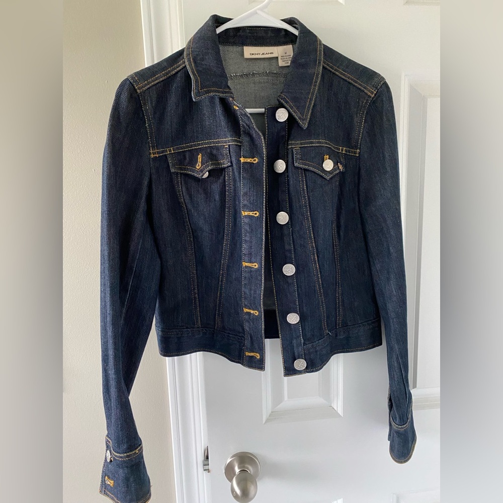 DKNY Dark Blue Jean Jacket with gold Details